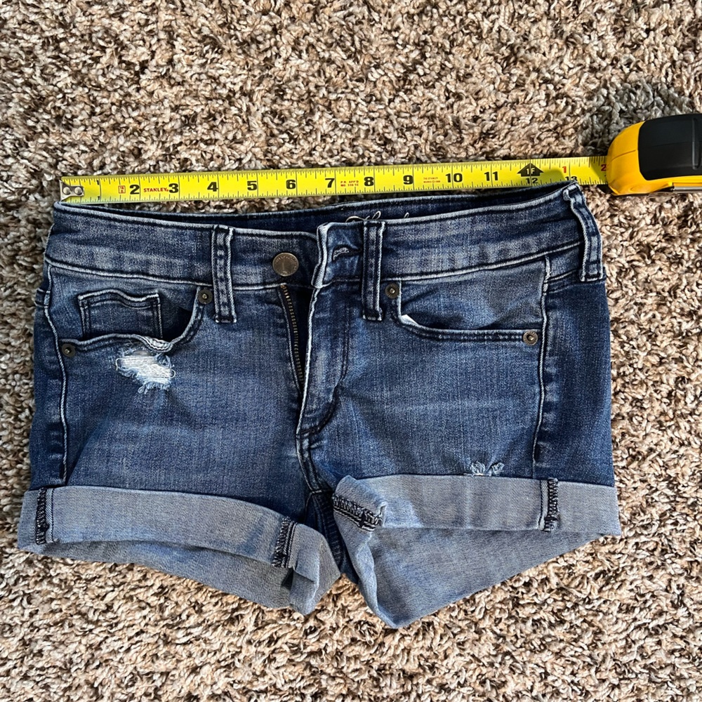 Universal‎ Thread Womens Mid Rise Midi Denim Shorts Dark Wash Cuffed Size 00/24